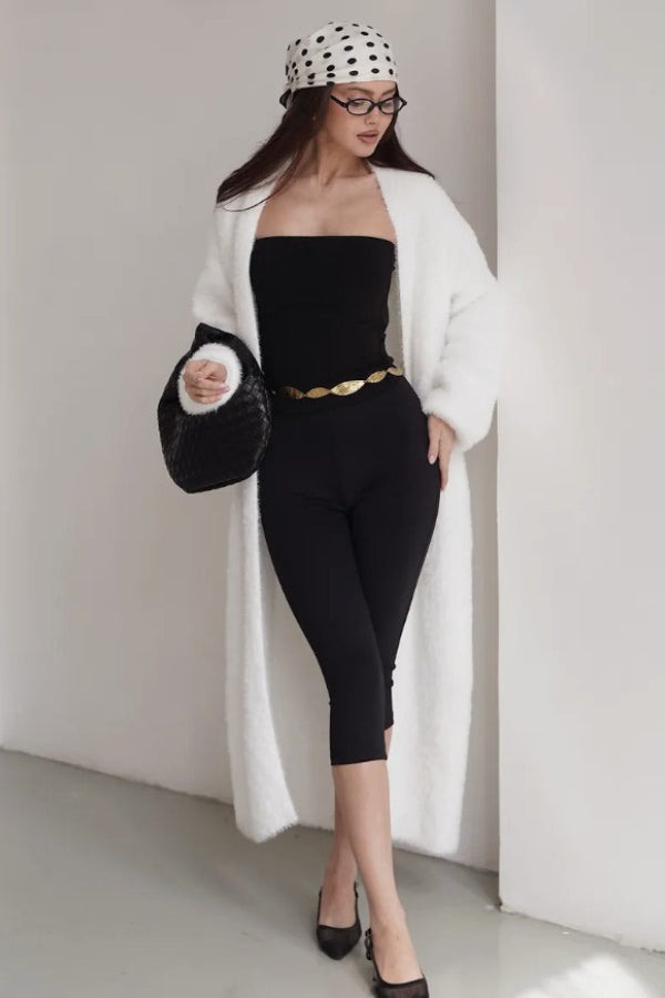 Long Faux Shearling Solid Color Overcoat