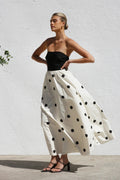 Lunares Estampado Sin Tirantes Línea A Vestido Maxi