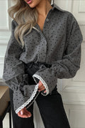 Estampado de Corazones Encaje Trimmed Blusa