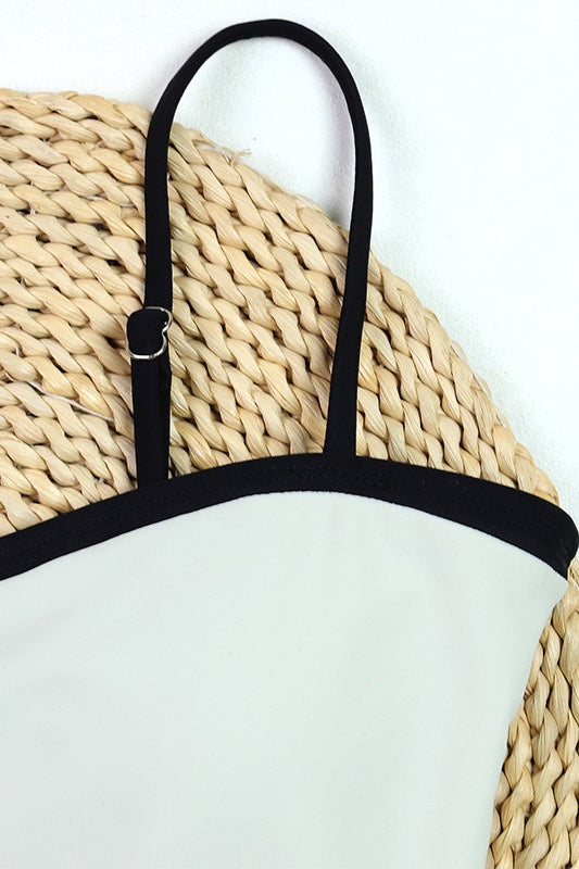 Minimalist Black White One Piece Swimwear