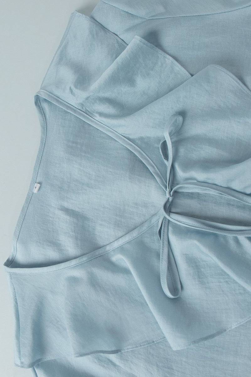 V Neck Ruffle Tie Front Blouse Shorts Set