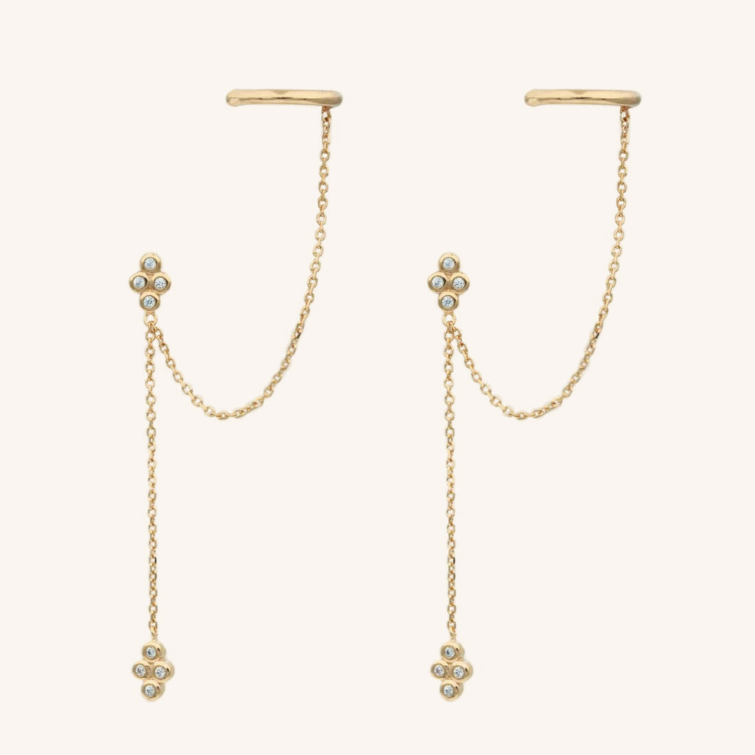 Double Piercing Con Flecos Aretes Colgantes