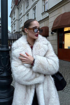 Long plush faux fur coat