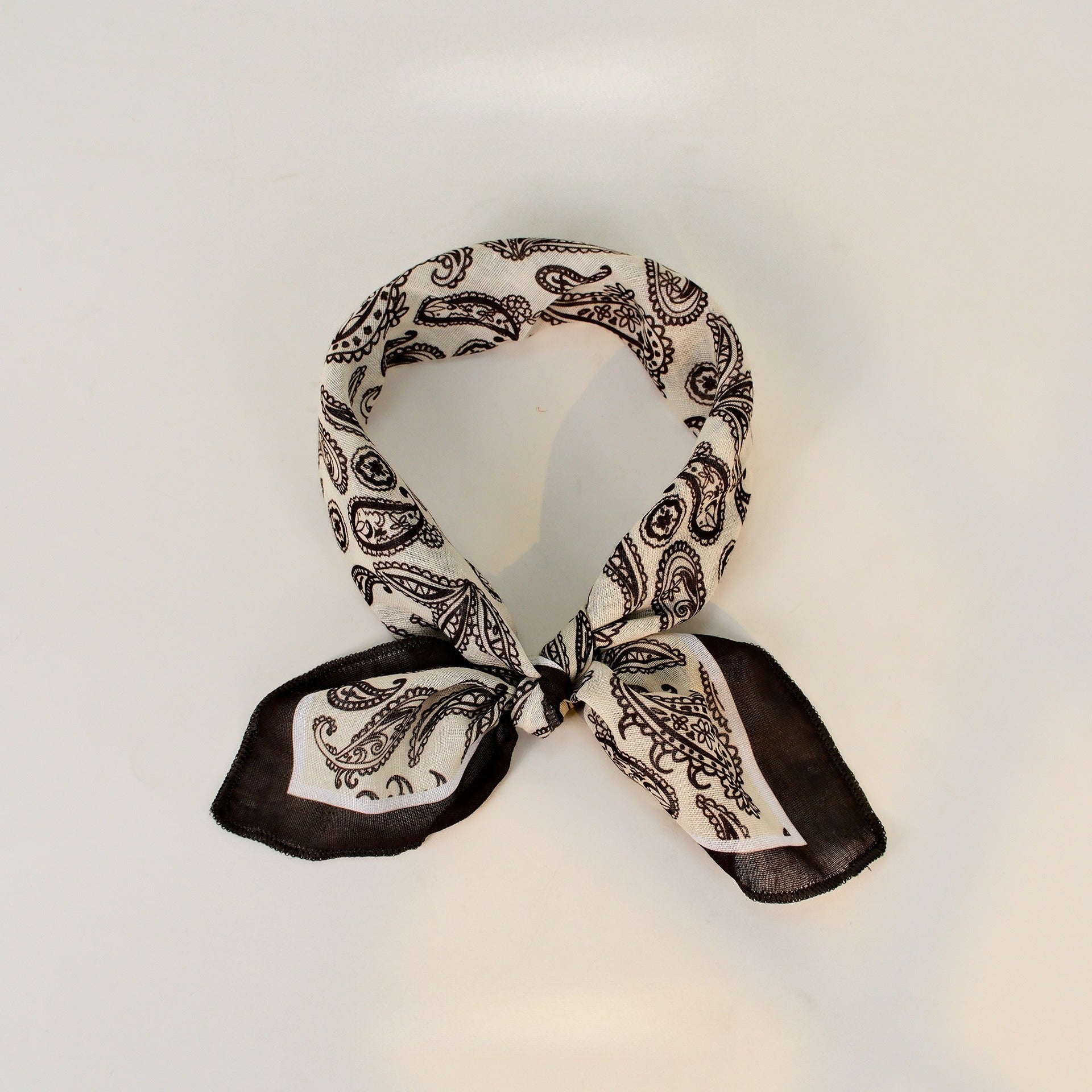 Paisley Faux Linen Square Hair Neck Sun Scarf