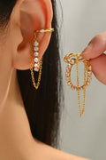 Oro 18K Circonita Con Flecos Aretes tipo Cuff