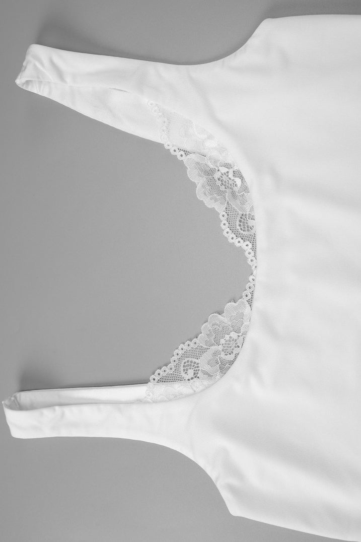 Solid Lace Trim Cropped Tank Top