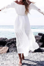 Flare Sleeve Off Shoulder Boho Dress