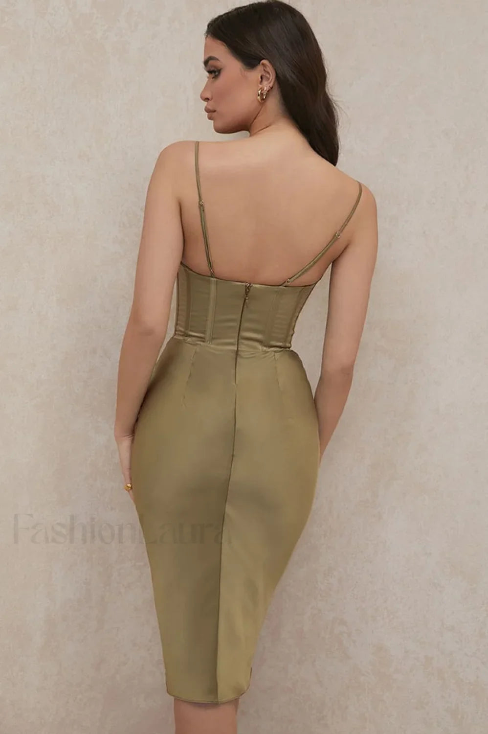 Vestido Midi con Corsé de Satén, Elegancia Absoluta