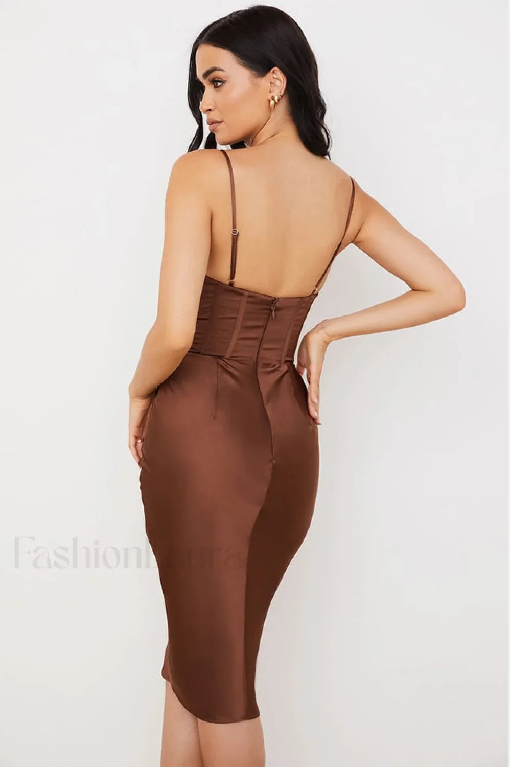 Vestido Midi con Corsé de Satén, Elegancia Absoluta