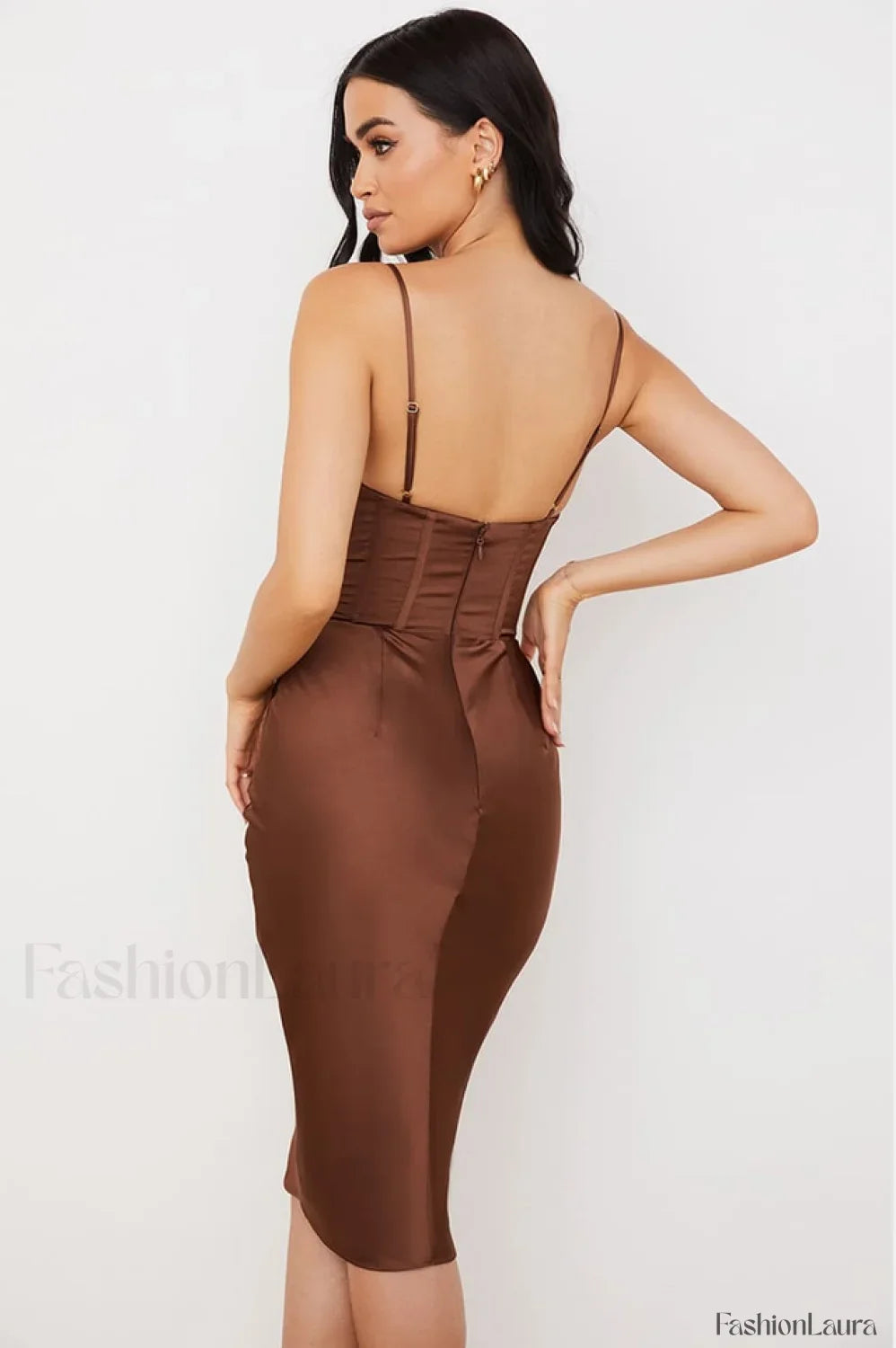 Vestido Midi con Corsé de Satén, Elegancia Absoluta
