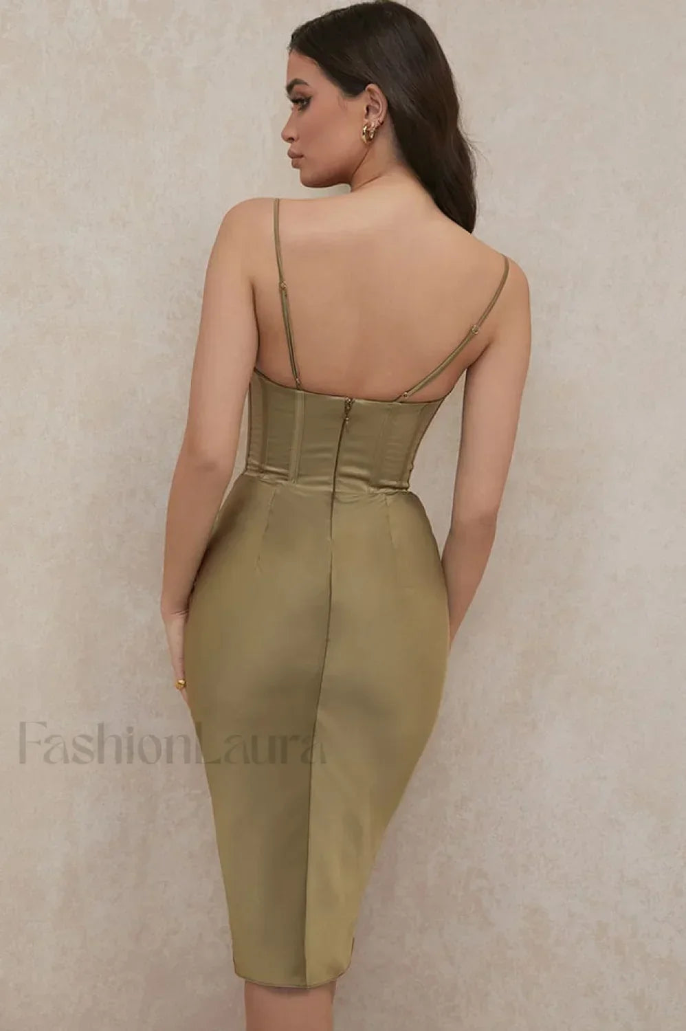 Vestido Midi con Corsé de Satén, Elegancia Absoluta