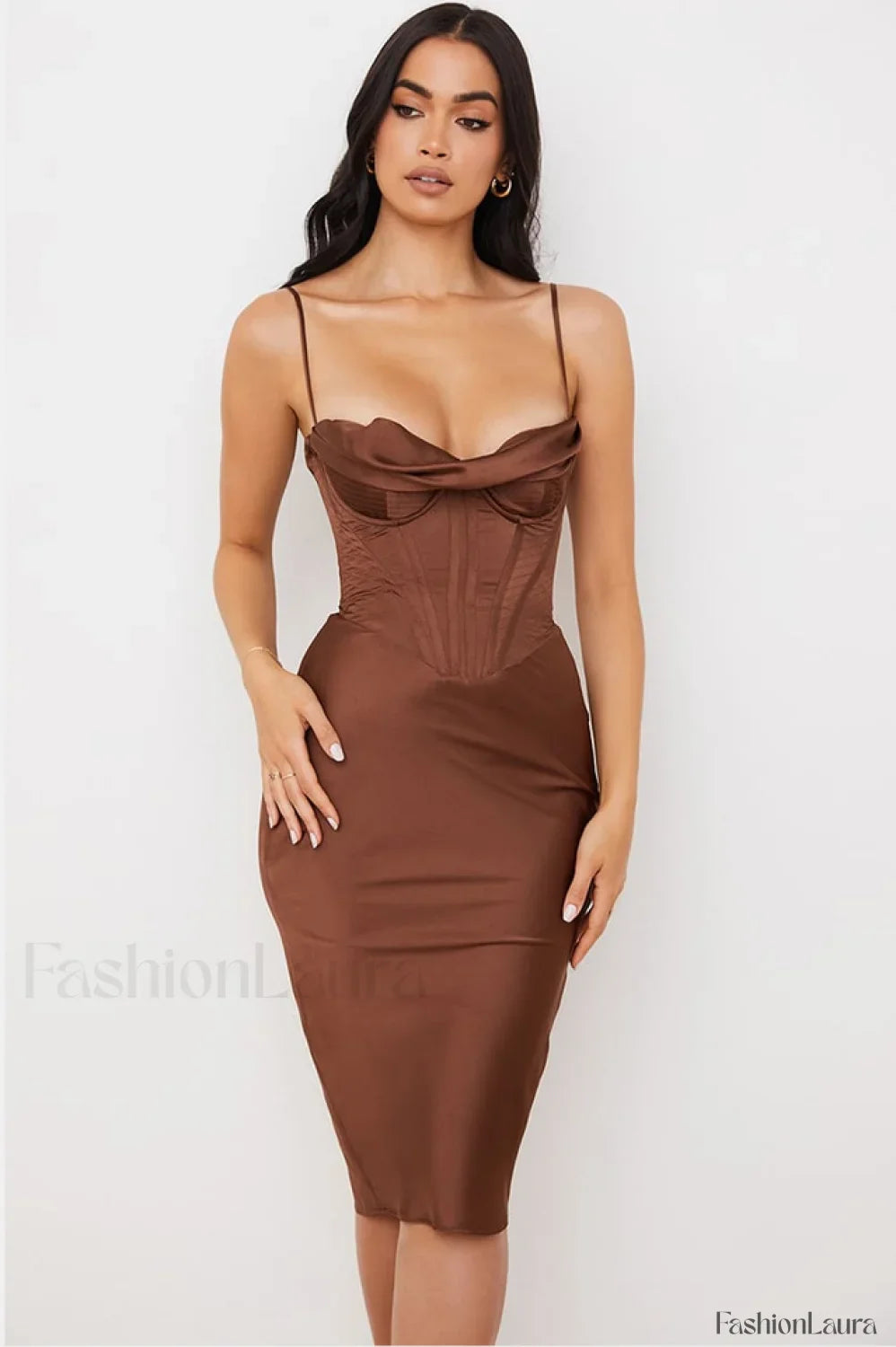 Vestido Midi con Corsé de Satén, Elegancia Absoluta