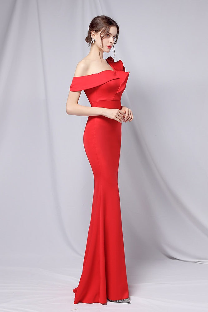 Hombros Descubiertos Sirena Vestido Maxi de Fiesta