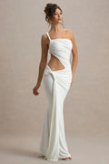 One Shoulder Ruched Bodycon Vacation Dress
