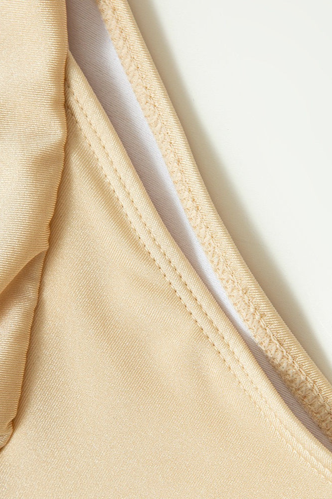 Minimal Solid Ruched Strappy Bikini Set