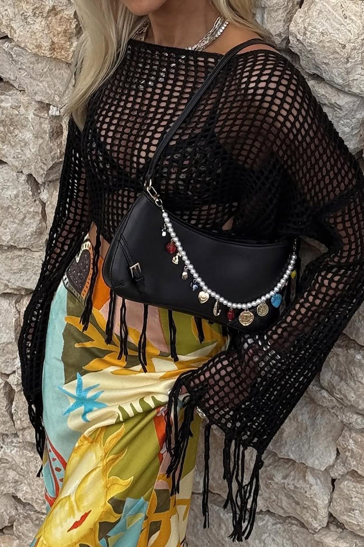 Knit Hollow Out Fringe Hem Chic Cover Up
