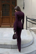 Ribbed V Neck Cardigan Maxi Skirt Set