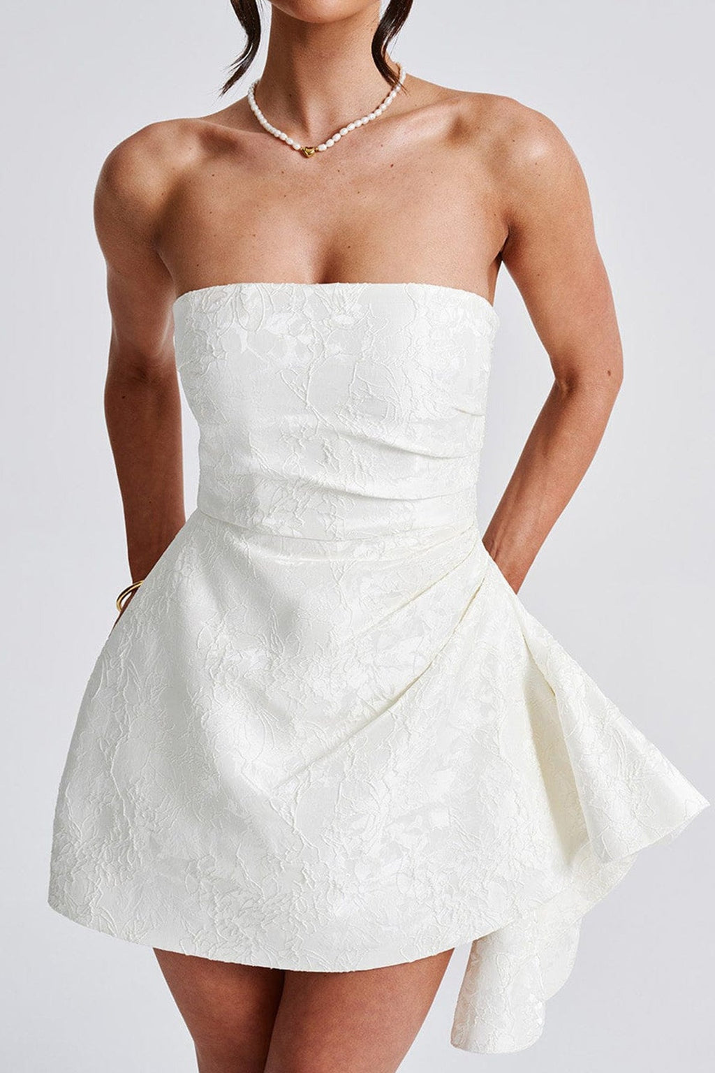 Sin Tirantes Jacquard Vestido Mini de Fiesta