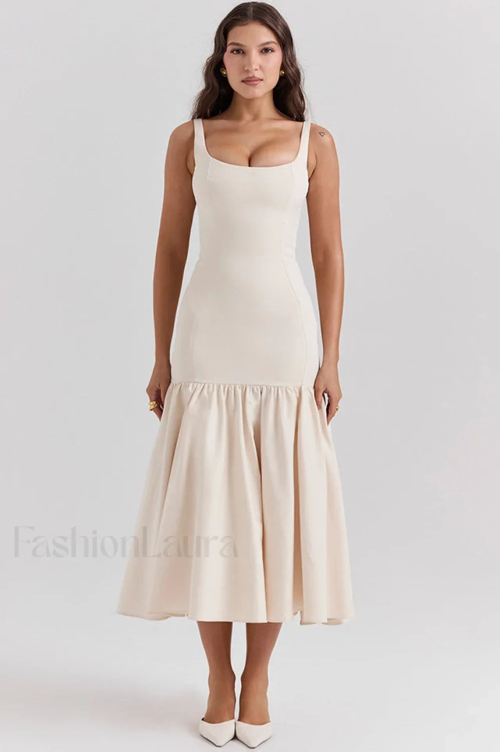 Vestido Midi Amore con Cintura Caída