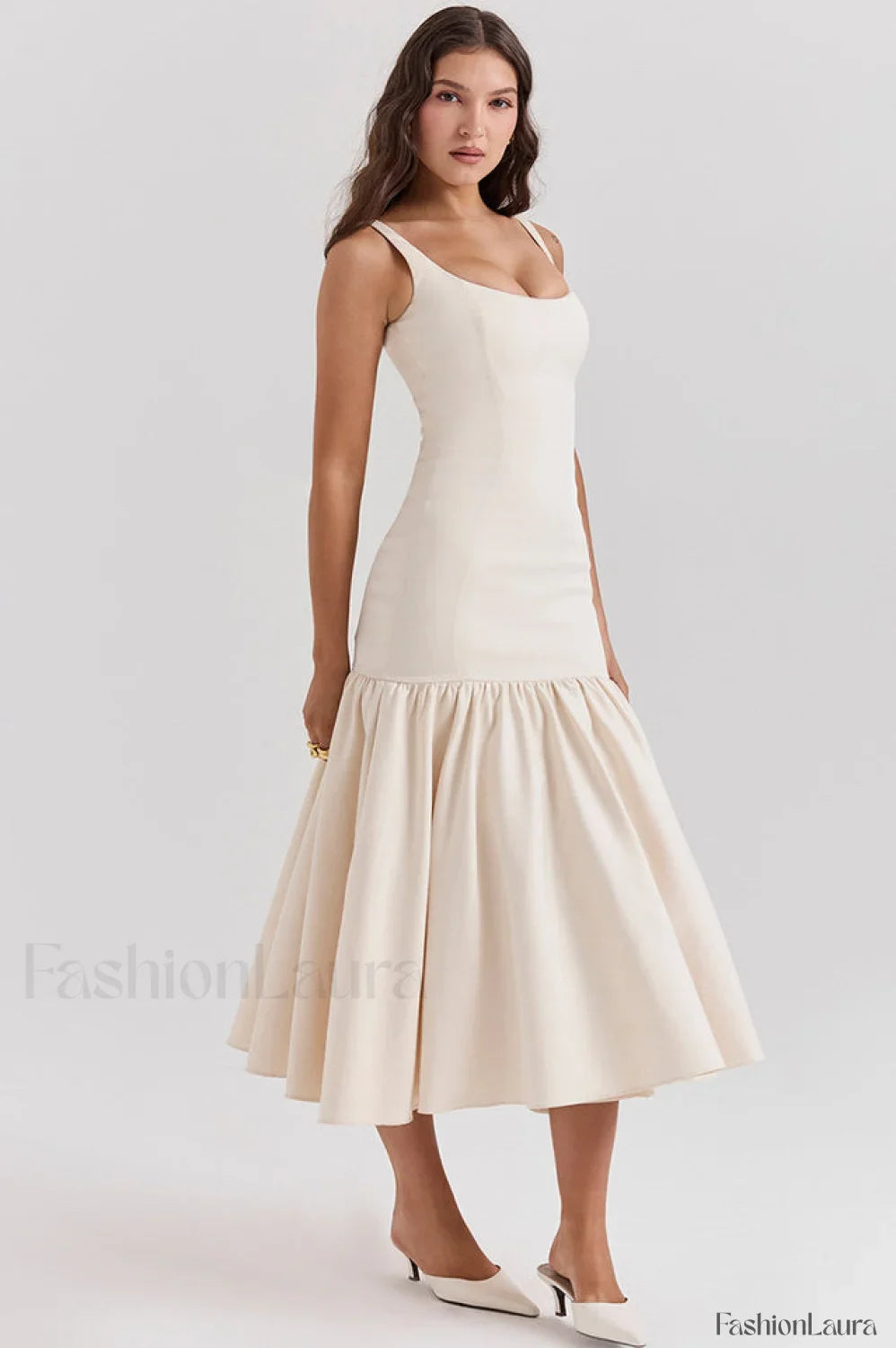 Vestido Midi Amore con Cintura Caída