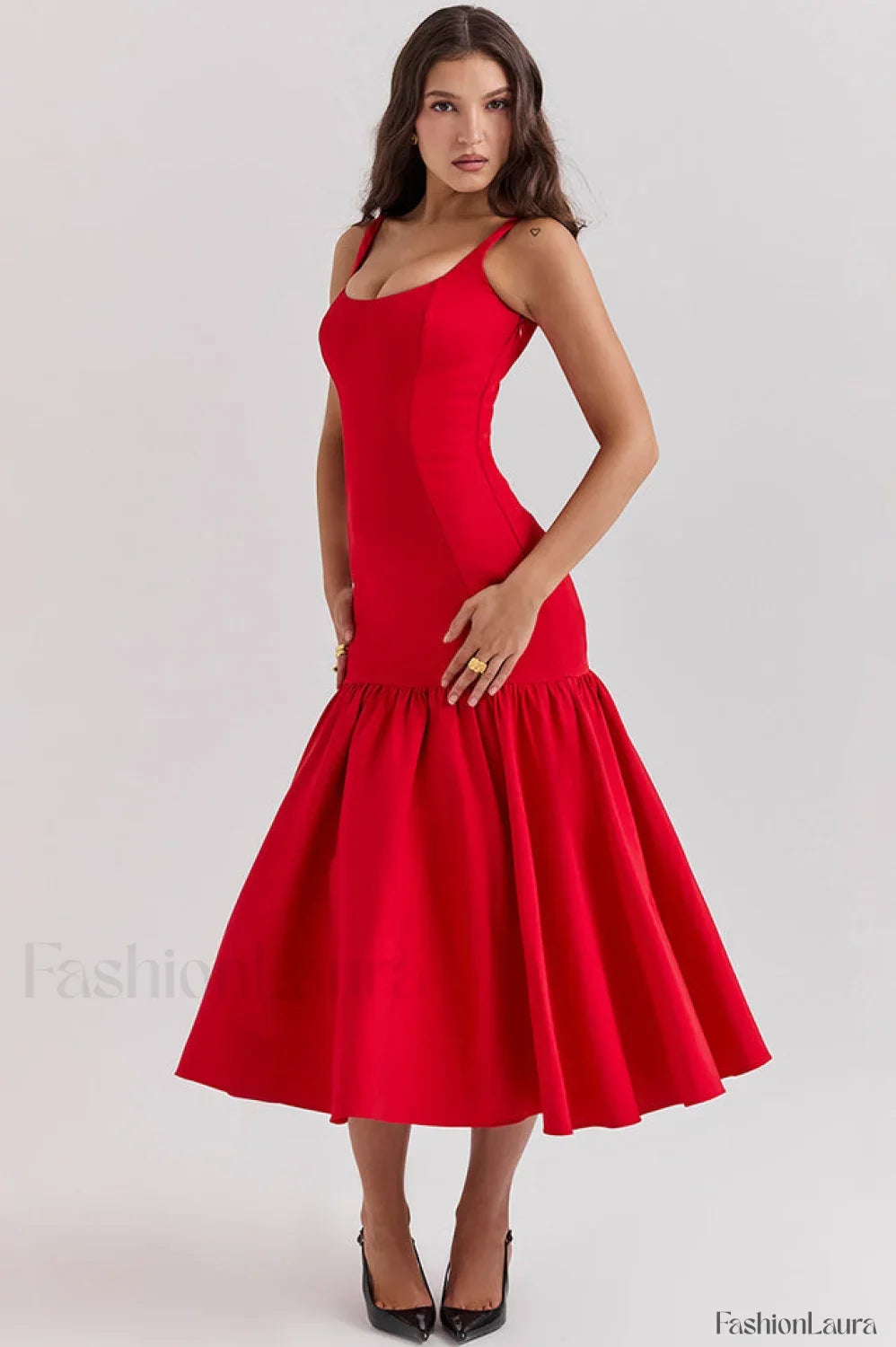 Vestido Midi Amore con Cintura Caída
