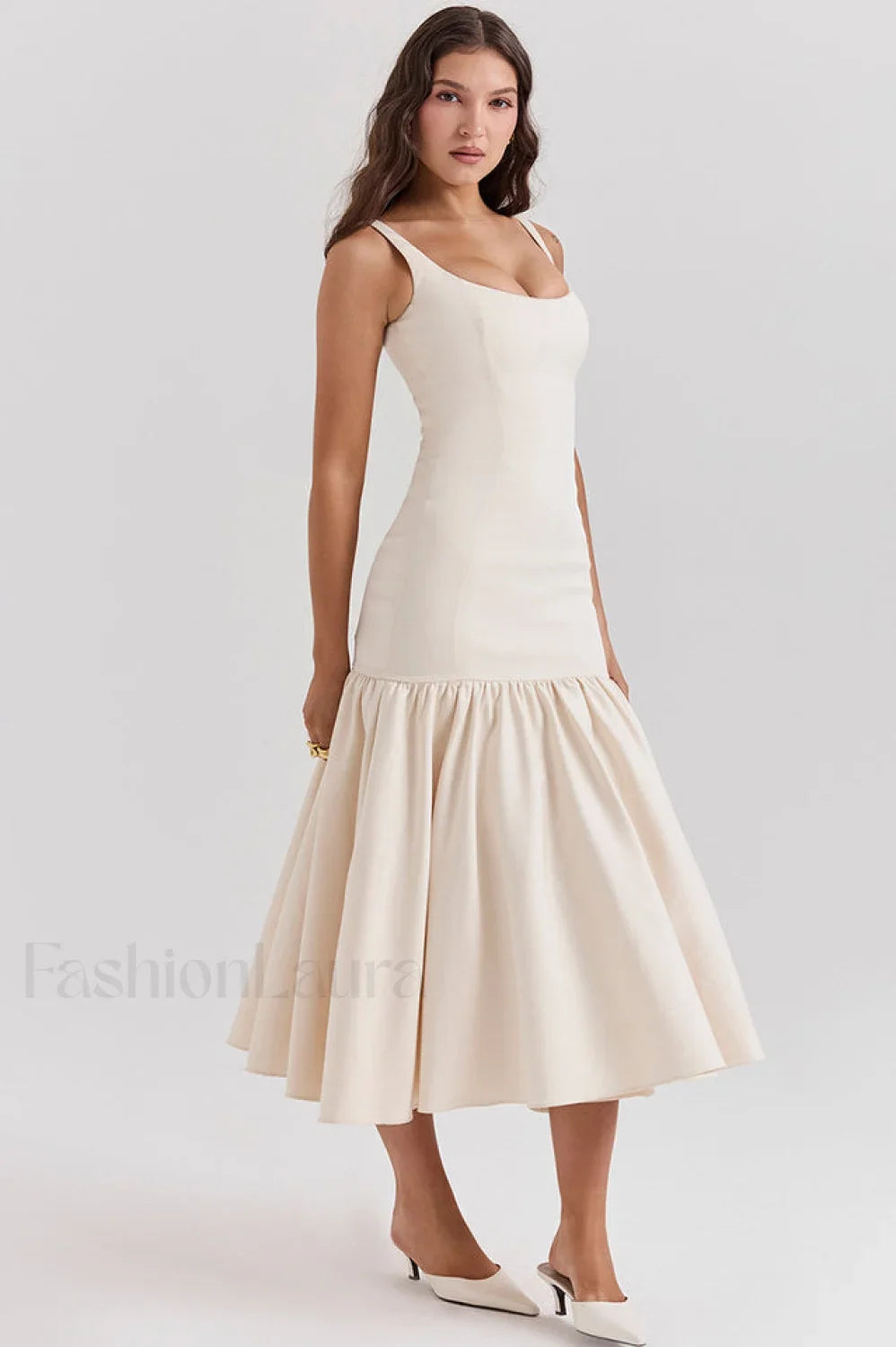 Vestido Midi Amore con Cintura Caída