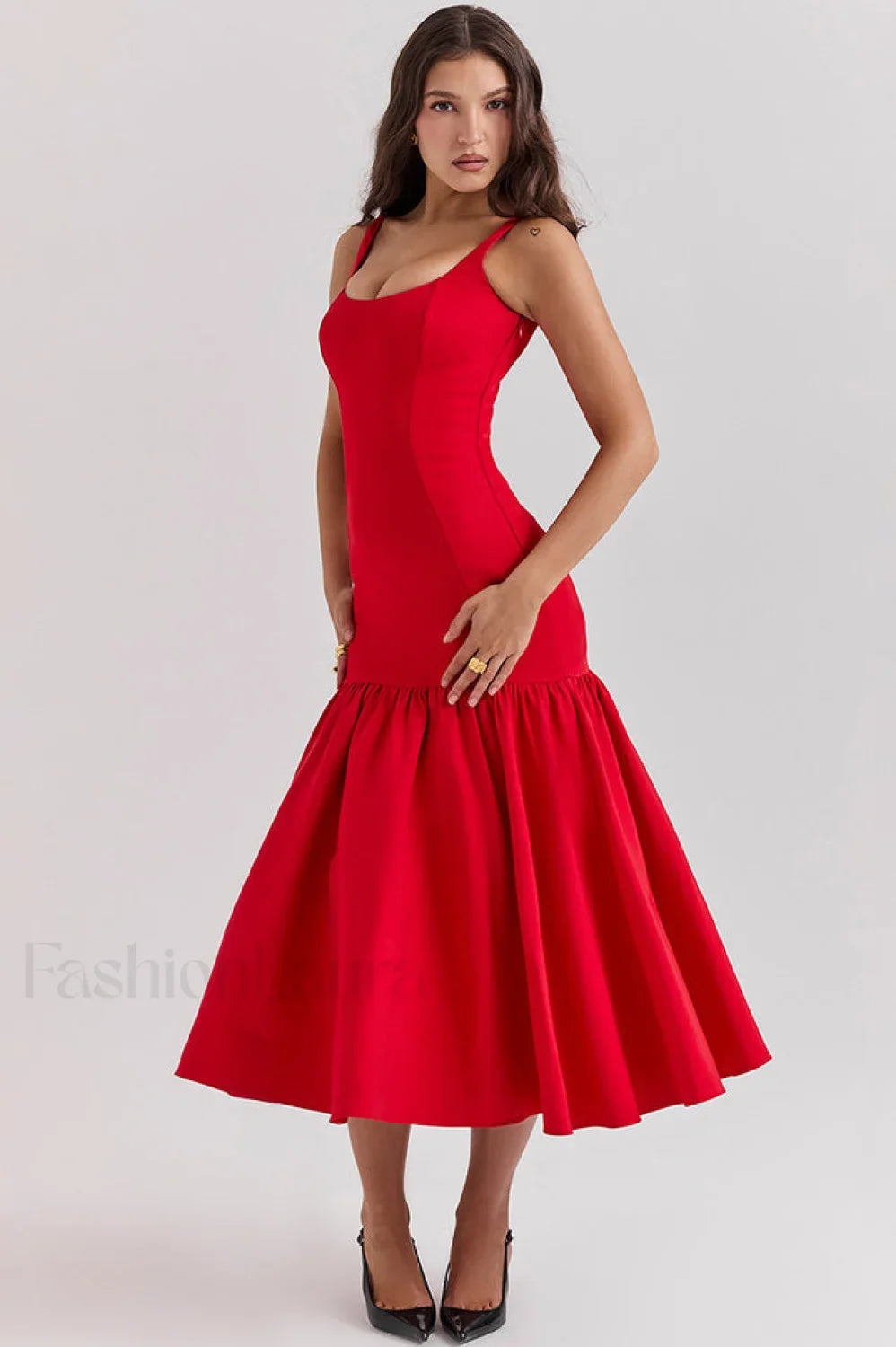 Vestido Midi Amore con Cintura Caída