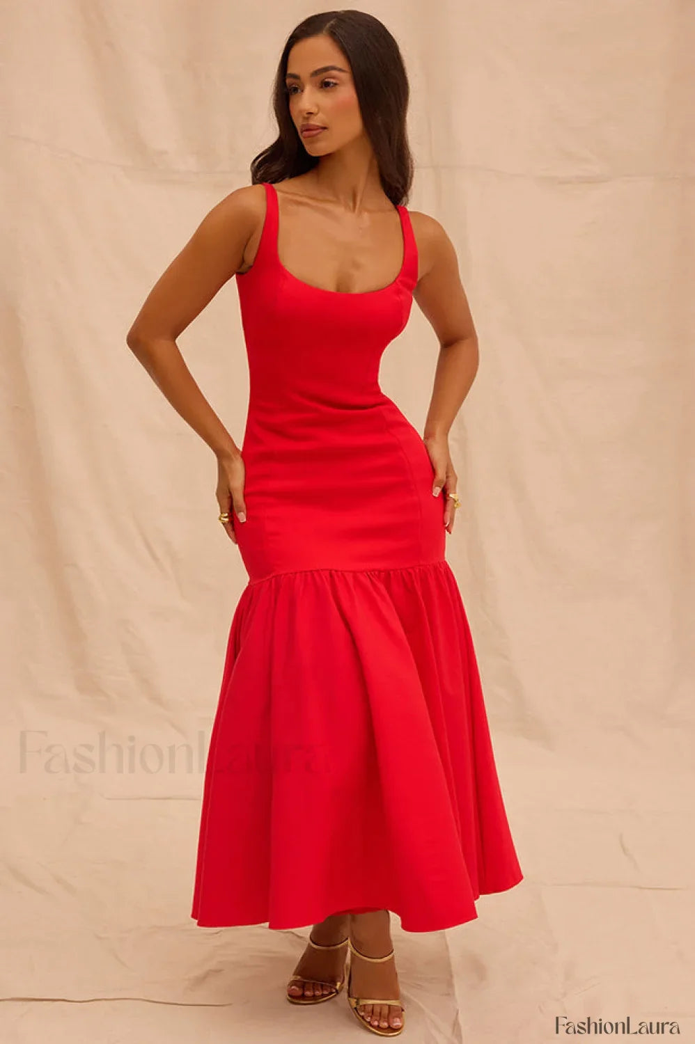 Vestido Midi Amore con Cintura Caída