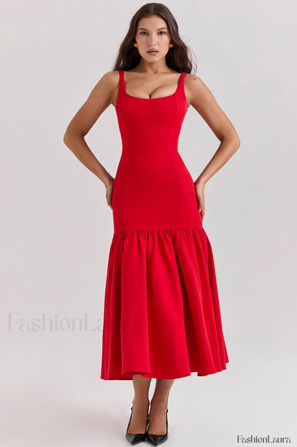 Vestido Midi Amore con Cintura Caída