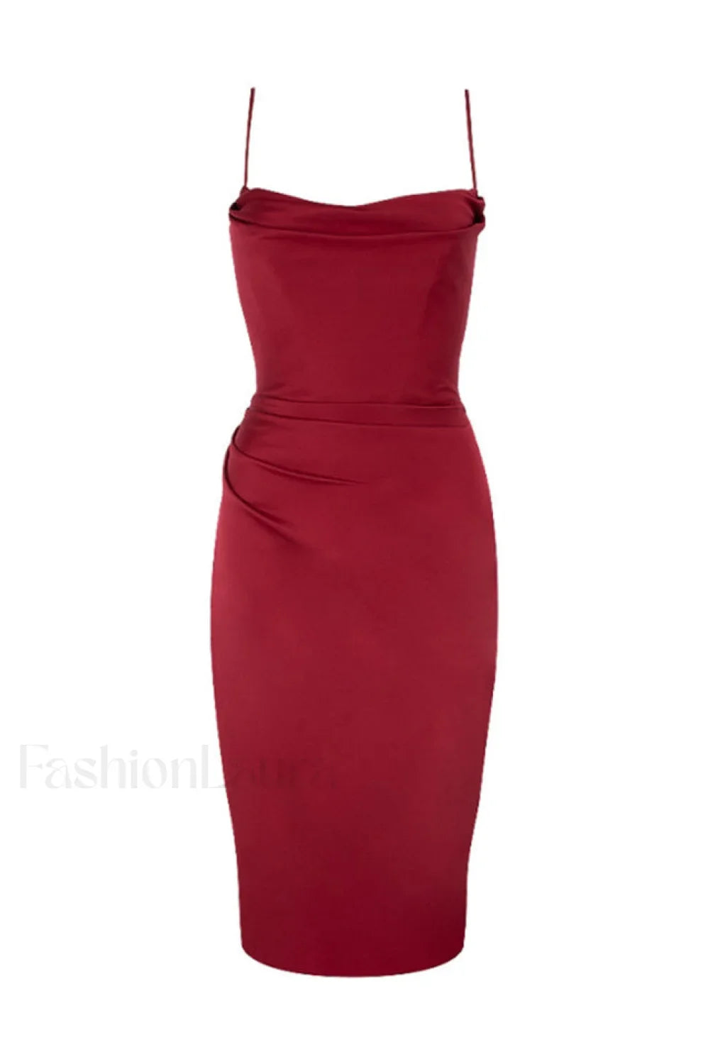 Vestido Midi Anja con Corsé de Satén Vino