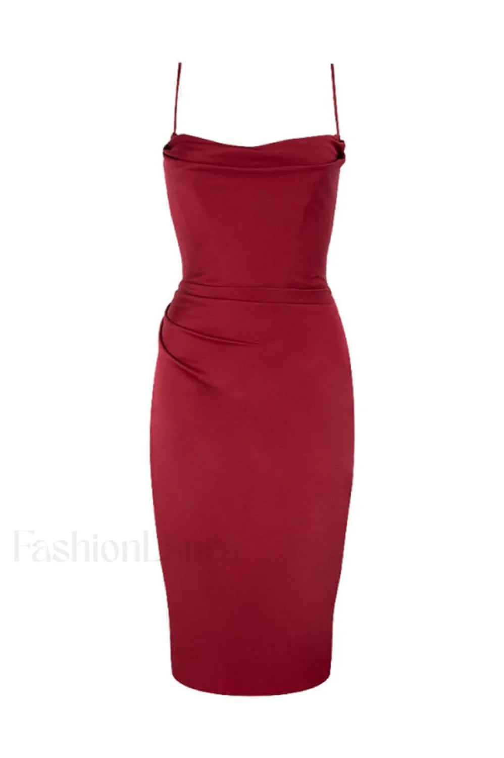 Vestido Midi Anja con Corsé de Satén Vino