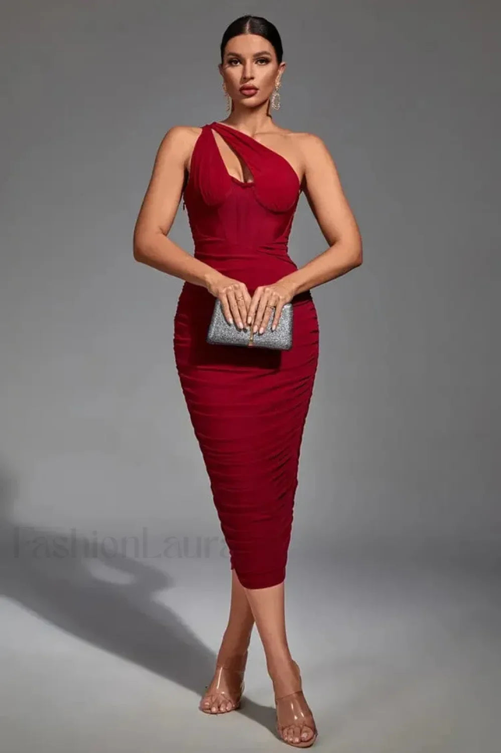 Vestido Midi Asimétrico con Recorte, Estilo Moderno