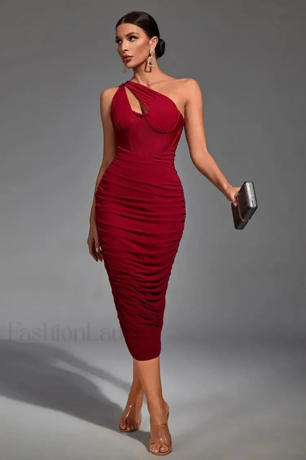 Vestido Midi Asimétrico con Recorte, Estilo Moderno