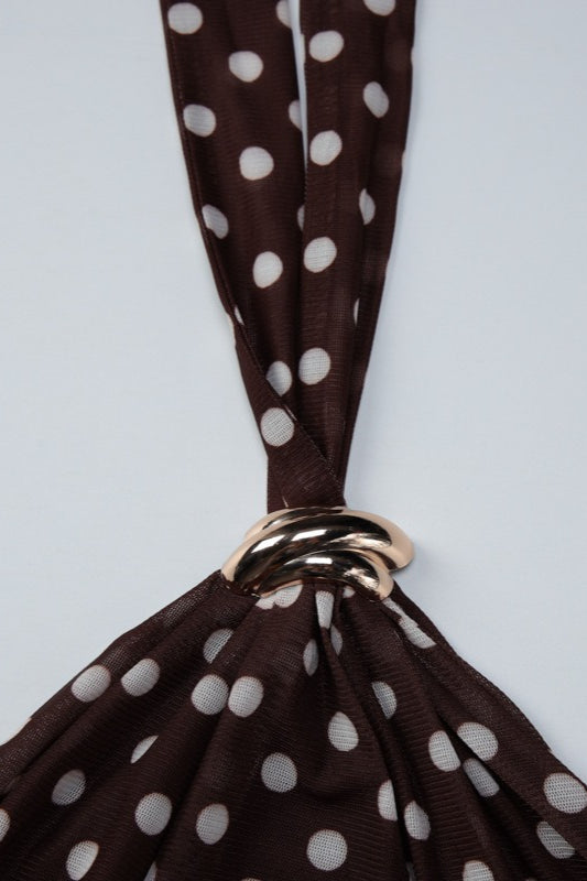 Polka Dot Tie Backless Slim Halter Top