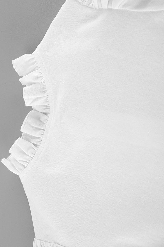 Stand Collar Puff Sleeve Ruffle Shorts Set