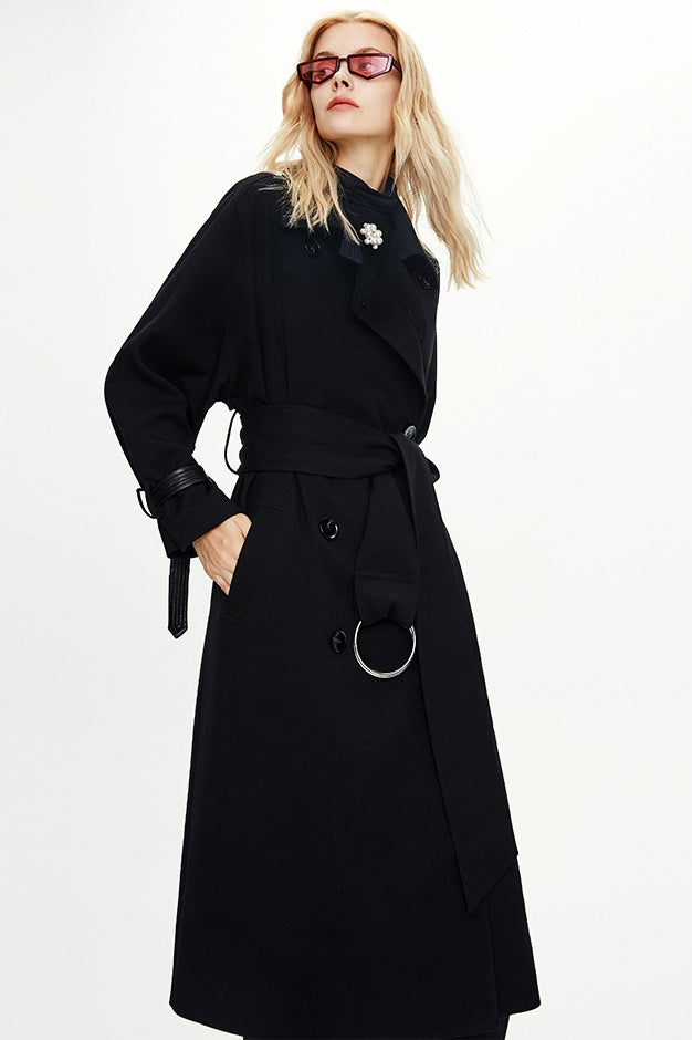 Extra Long Knee Length Ring Detail Overcoat