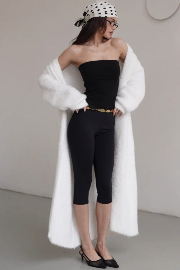 Long Faux Shearling Solid Color Overcoat