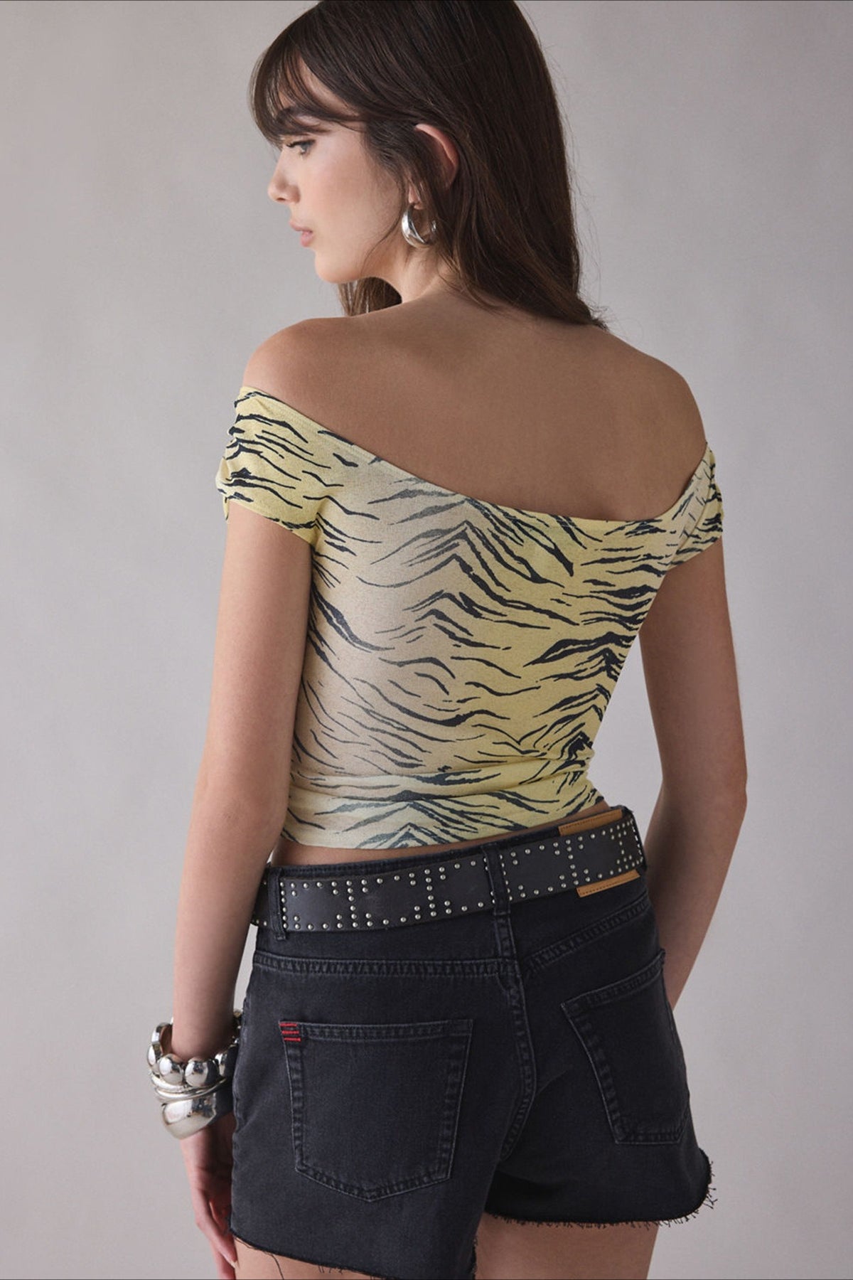 Zebra Print One Shoulder Ruched Crop Top