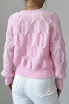 Bow Applique V Neck Button Knit Cardigan