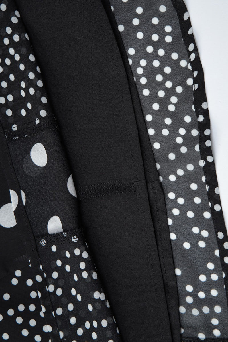 Black Polka Dot Contrast Patchwork Fitted Maxi Dress