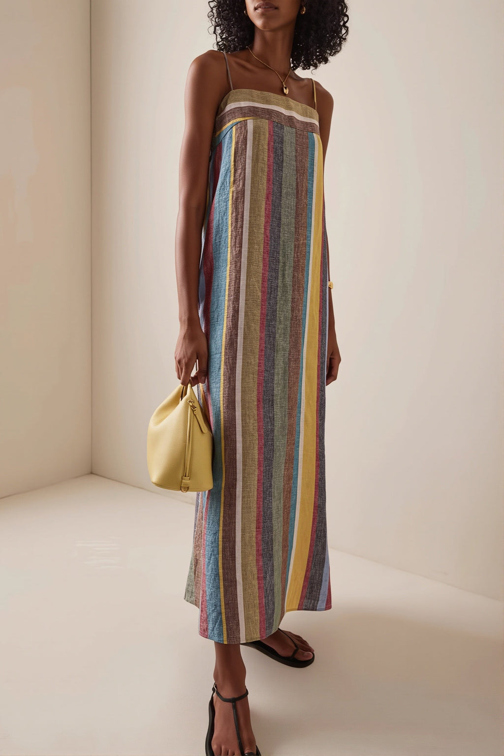Rainbow Stripe Loose Casual Boho Dress