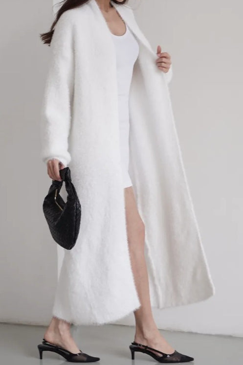 Long Faux Shearling Solid Color Overcoat