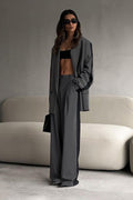 Notch Lapel Relaxed Blazer Wide Leg Pants Set