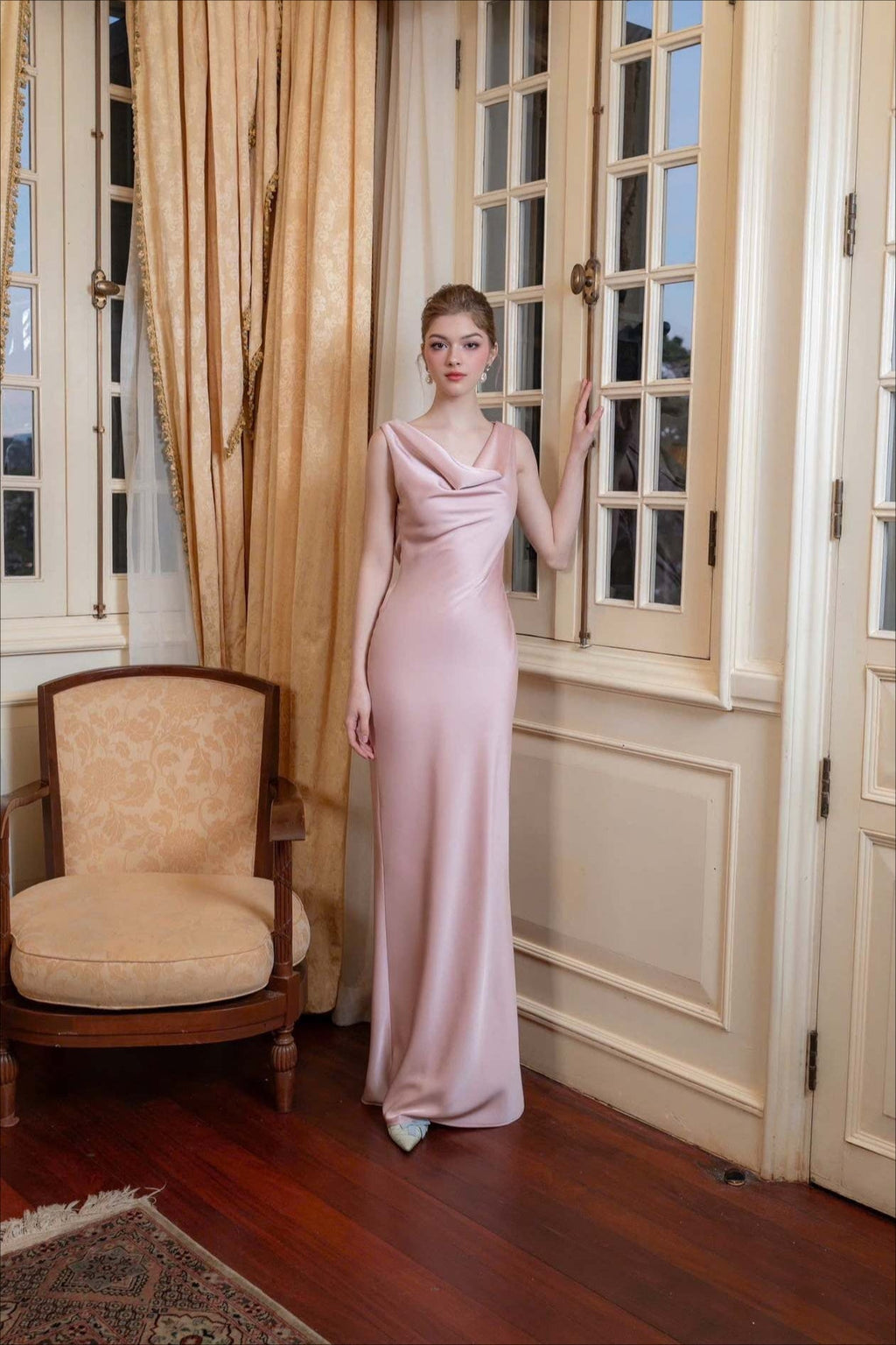 Liso Satén de Noche Vestido Maxi