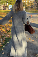 Grey oversized knitted long coat