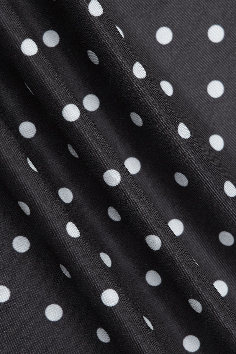 Black Polka Dot Mesh Patchwork Slim Halter Top
