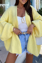 Texture Balloon Sleeve Oversize Cardigan