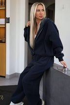 Hooded Zip Sweatshirt Jogger Pants Set