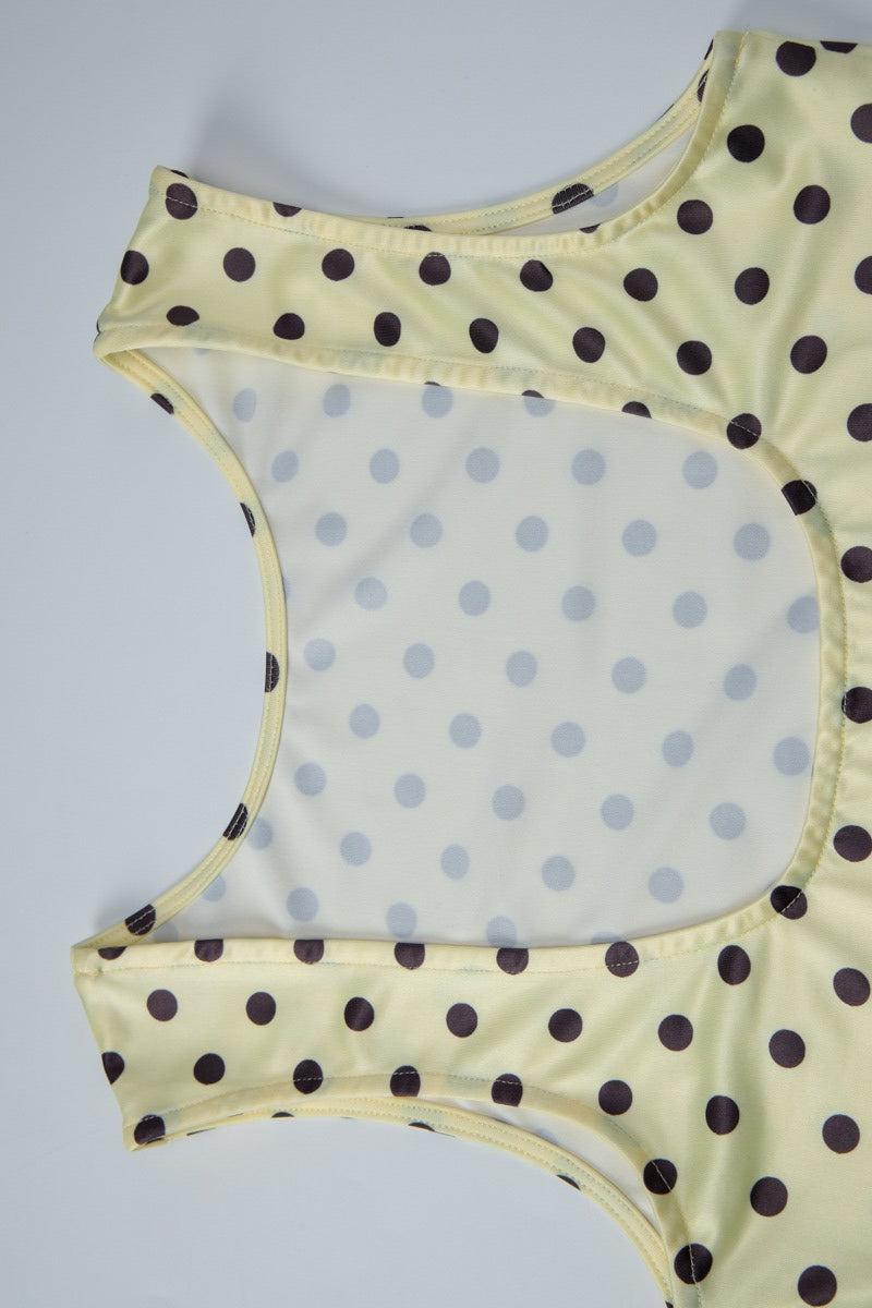 Polka Dot Sleeveless Fitted Capri Pants Set