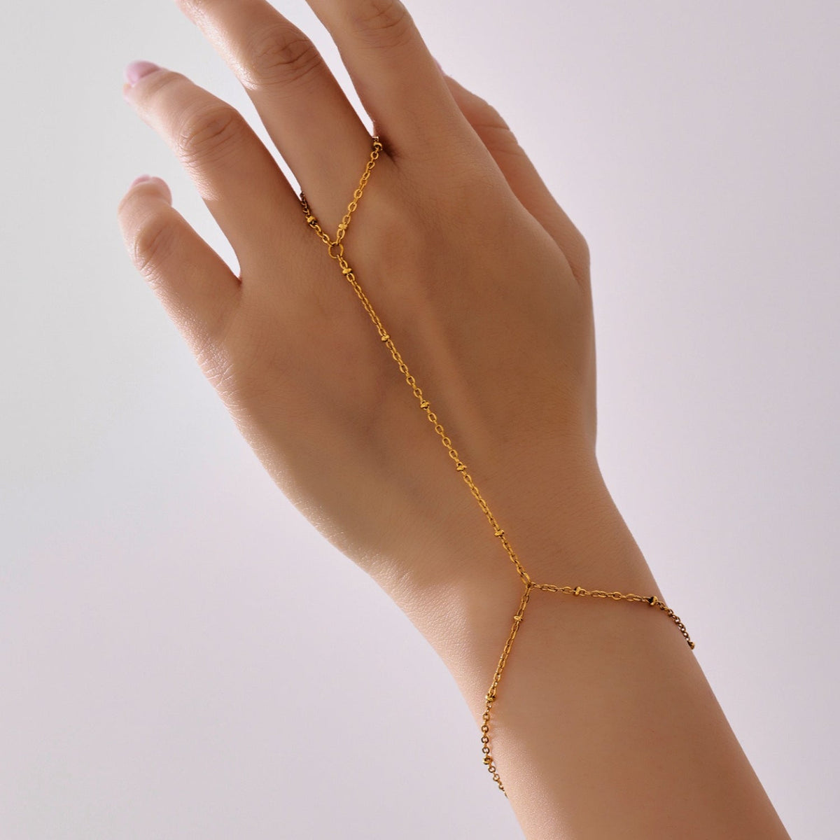 Oro 18K Plated Acero Inoxidable Knuckle Pulsera-Anillo